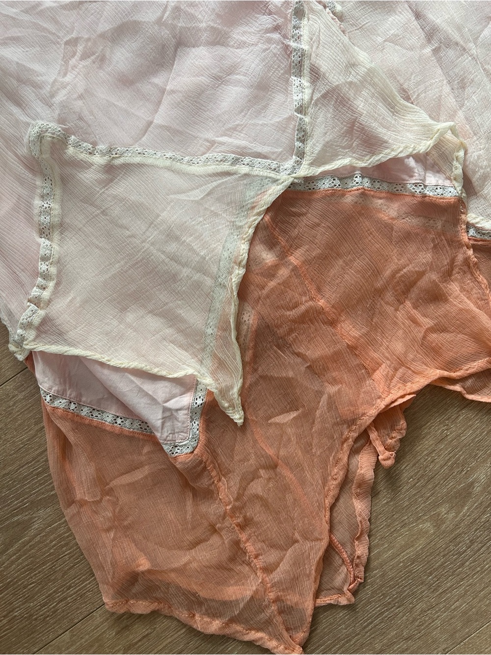 April Cornell Pink and Peach Asymmetrical Layered Handkerchief Skirt - Picture 2 of 3